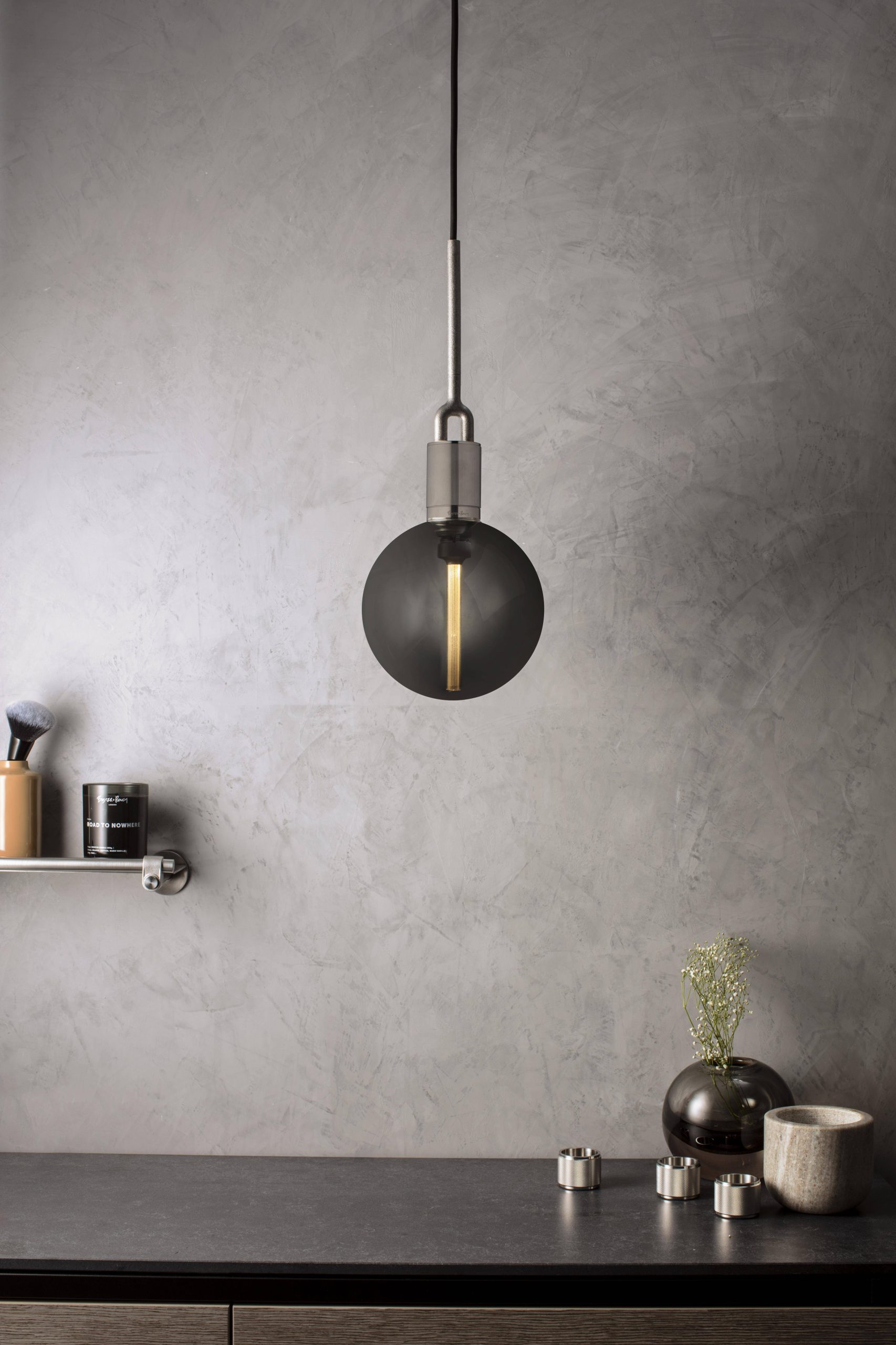 FORKED PENDANT / LINEAR / GLOBE / SMOKED / MEDIUM / GUN METAL - Image 2
