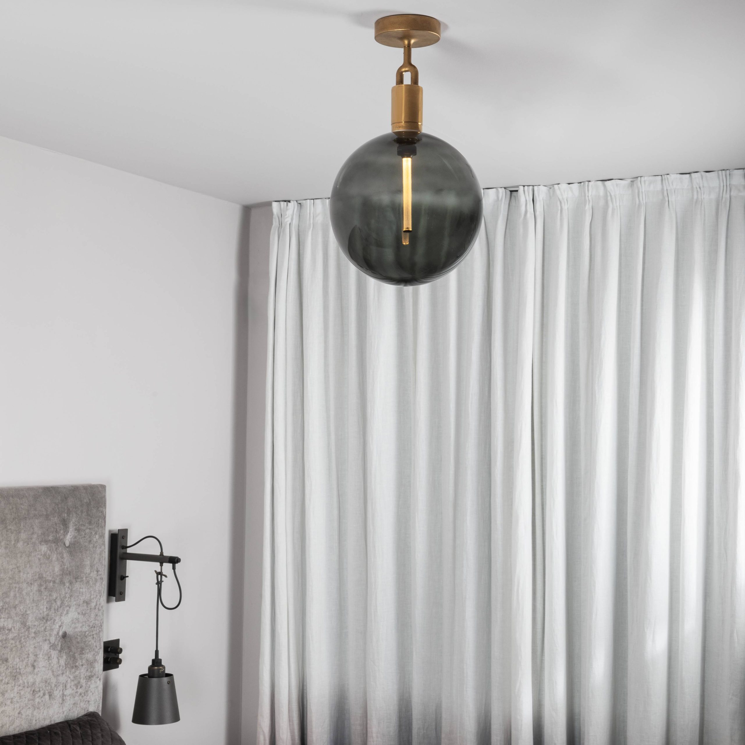 FORKED CEILING / LINEAR / GLOBE / SMOKED / LARGE / BRASS - Image 2