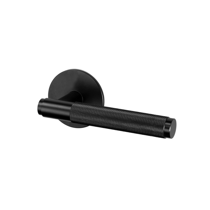 DOOR HANDLE SET / PASSAGE / CROSS / BLACK - Image 5