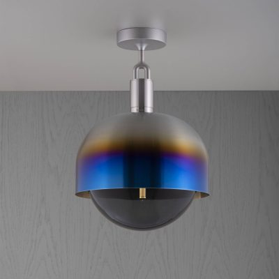 FORKED CEILING / LINEAR / SHADE / GLOBE / SMOKED / LARGE / BURNT STEEL