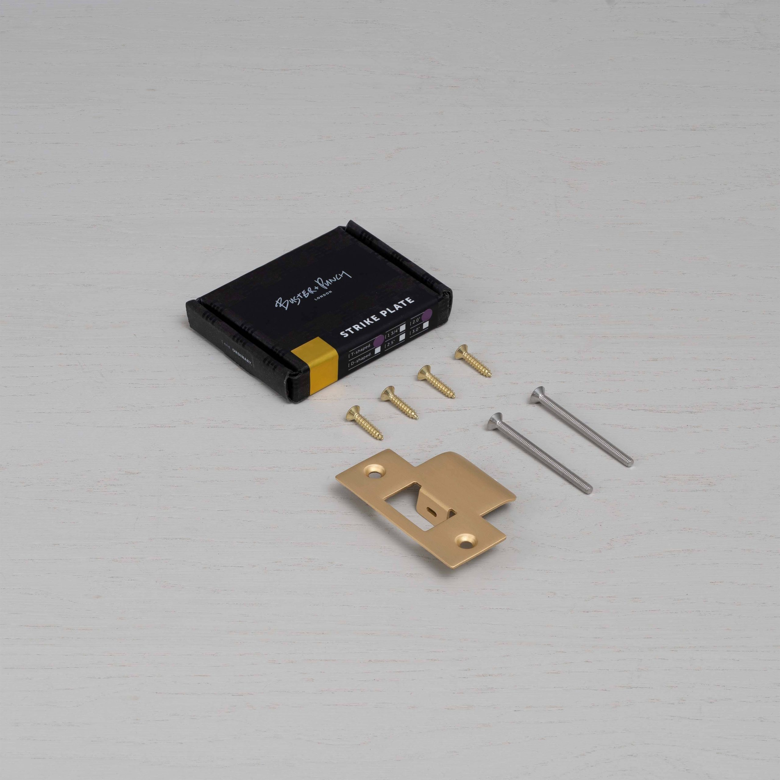 STRIKE PLATE KIT / T SHAPED / 54MM DOOR / BRASS - Image 2