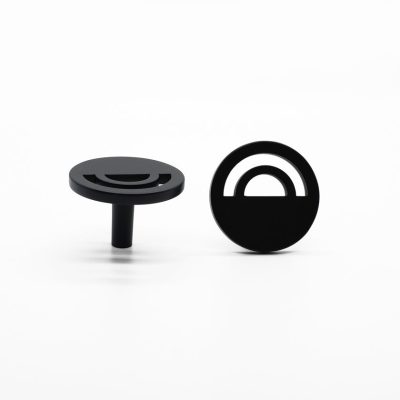 Two Matte Black Hapny Horizon knobs