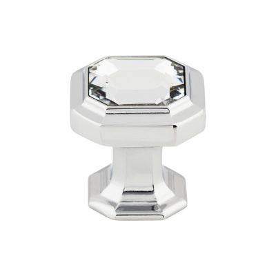 Crystal Emerald 1 1/8" Length Square Knob - Polished Chrome