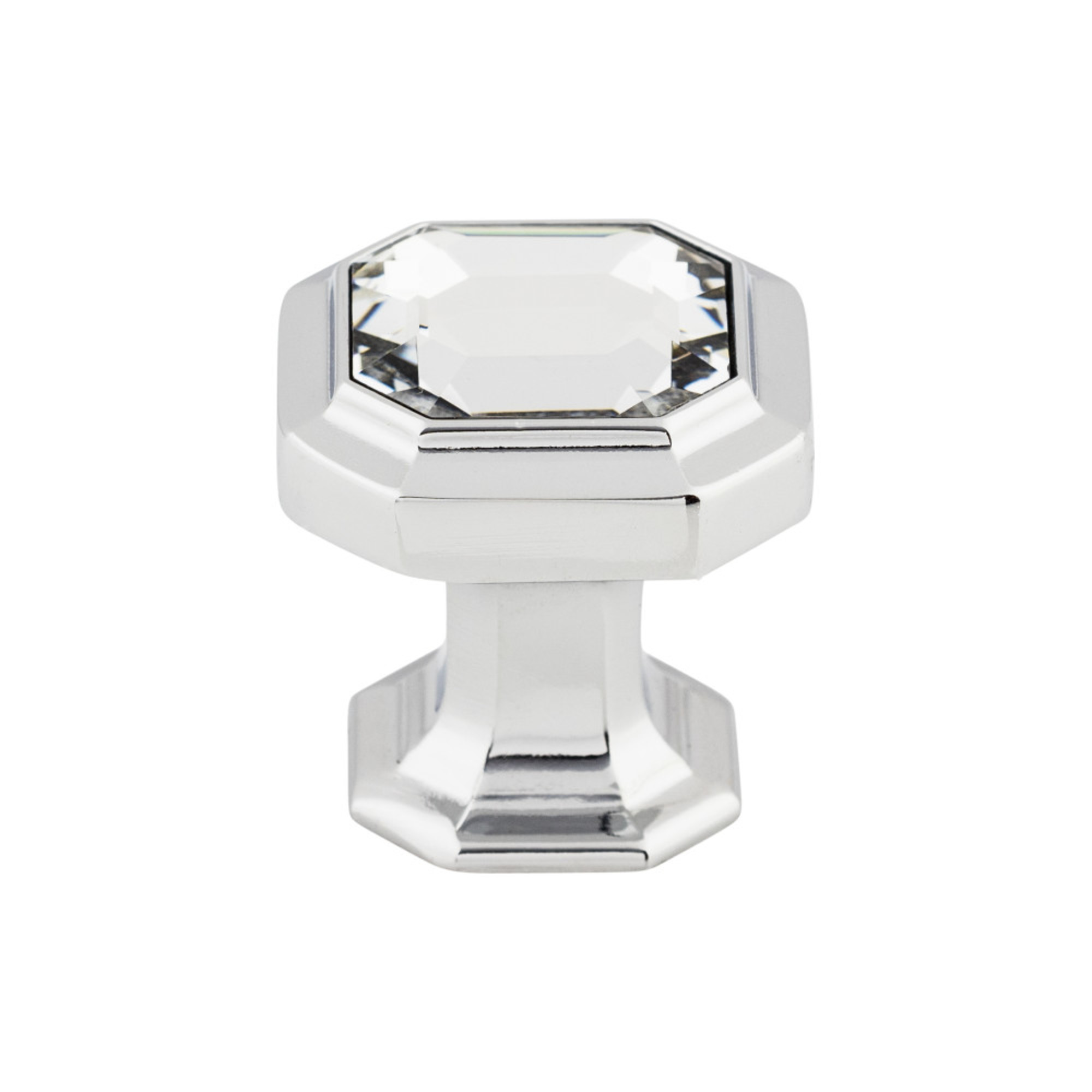 Crystal Emerald 1 1/8" Length Square Knob - Polished Chrome