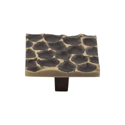 Cobblestone 1 15/16" Length Square Knob - Brass Antique