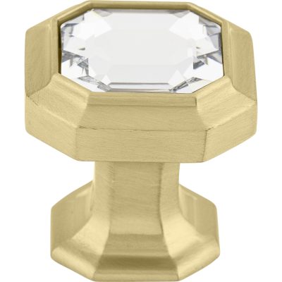Crystal Emerald 1 1/8" Length Geometric Knob - Honey Bronze