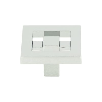 Nobu 1 3/8" Length Square Knob - Polished Chrome