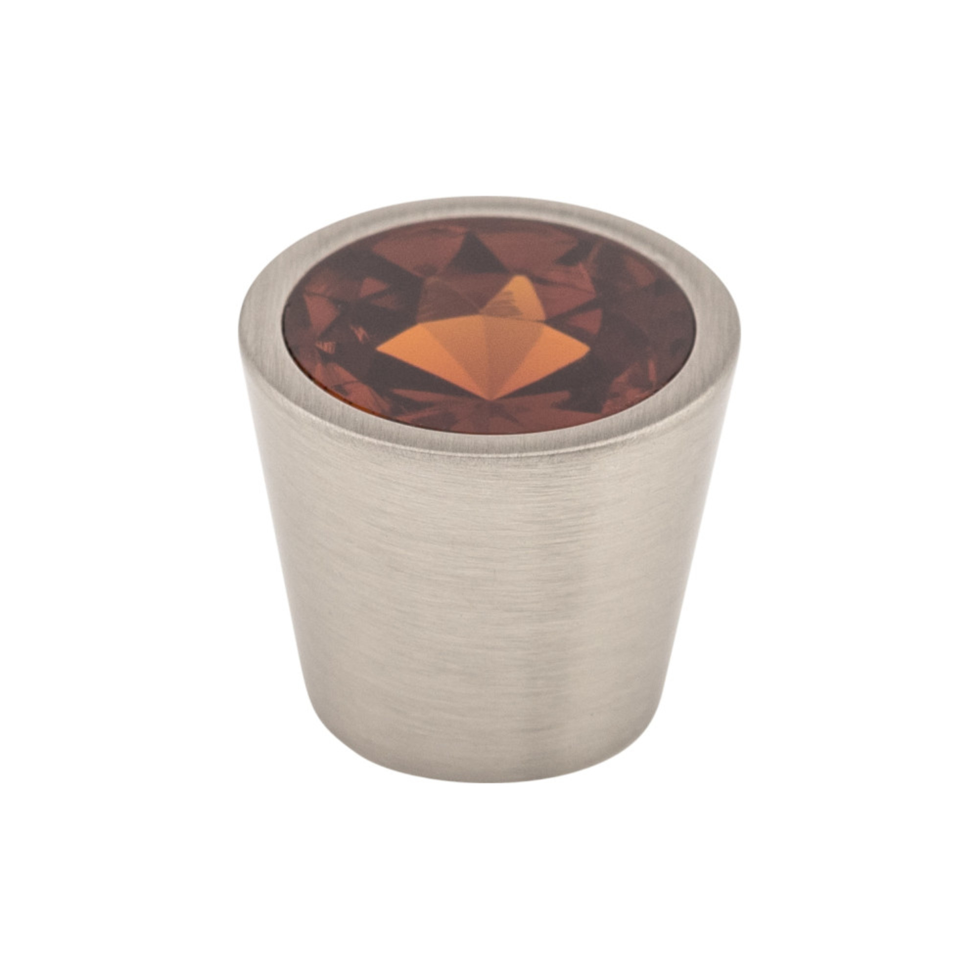 Wine Crystal Center 13/16" Diameter Round Knob - Brushed Satin Nickel