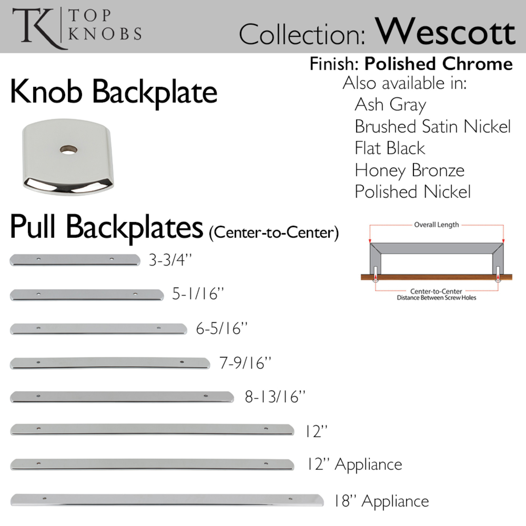 Wescott 12" Center to Center Pull Backplate - Image 3