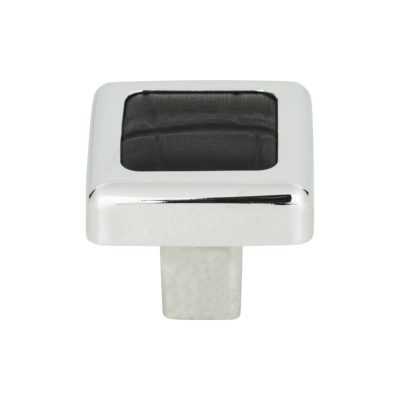 Paradigm 1 1/4" Length Square Knob - CH & Black Croc Leather