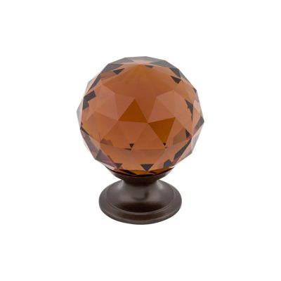 Wine Crystal 1 3/8" Diameter Round Knob - Oil Rubbed Bronze