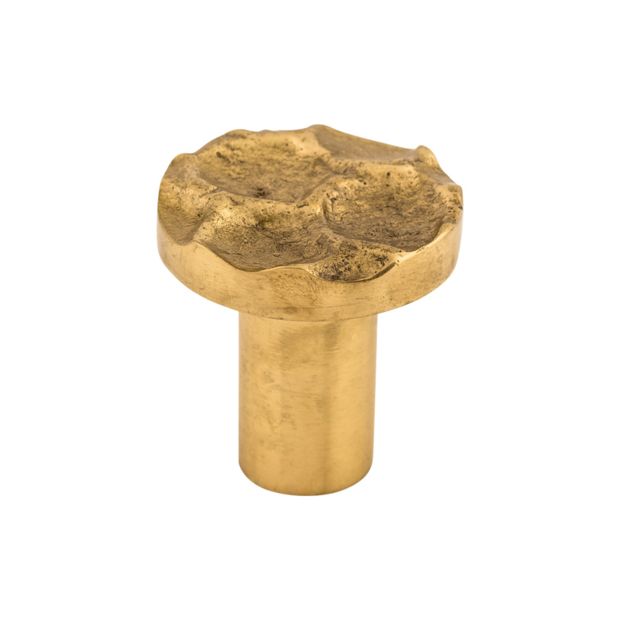Cobblestone 1 1/8" Diameter Round Knob - Polished Brass