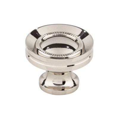 Button Faced 1 1/4" Diameter Round Knob - Polished Nickel