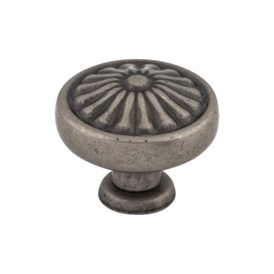 Flower 1 1/4" Diameter Round Knob - Pewter Antique
