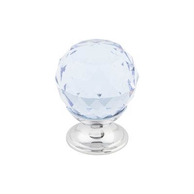 Light Blue Crystal 1 1/8" Diameter Round Knob - Polished Chrome