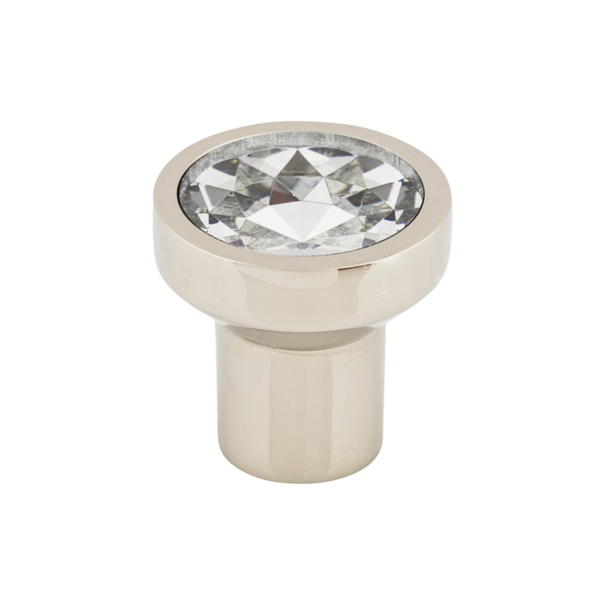 Wentworth Crystal 1 1/8" Diameter Round Knob - Polished Nickel
