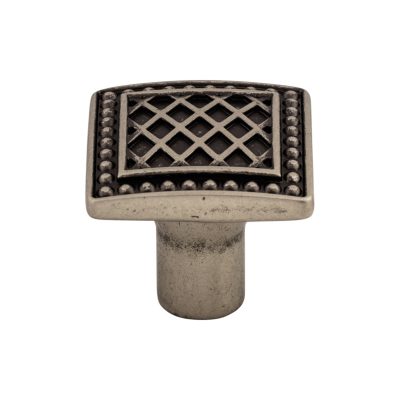 Trevi 1 1/4" Length Square Knob - Pewter Antique