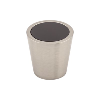 Black Crystal Center 1 1/16" Diameter Round Knob - Brushed Satin Nickel
