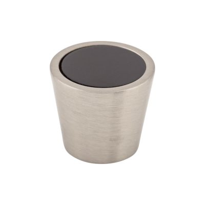 Black Crystal Center 13/16" Diameter Round Knob - Brushed Satin Nickel
