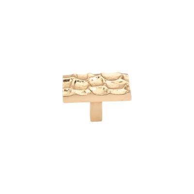 Cobblestone 1 7/8" Length Rectangle Knob - Polished Brass