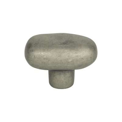 Distressed 1 11/16" Length Oval Knob - Pewter