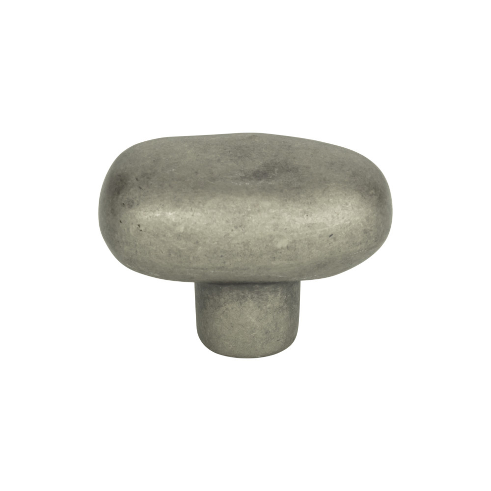Distressed 1 11/16" Length Oval Knob - Pewter