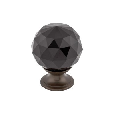 Black Crystal 1 3/8" Diameter Round Knob - Oil Rubbed Bronze