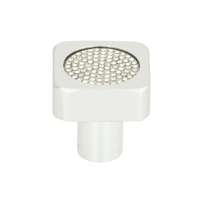 Crystal 1" Length Square Knob - Matte Chrome