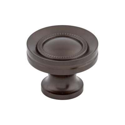 Button Faced 1 1/4" Diameter Round Knob - Oil Rubbed Bronze