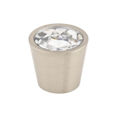 Clear Crystal Center 13/16" Diameter Round Knob - Brushed Satin Nickel