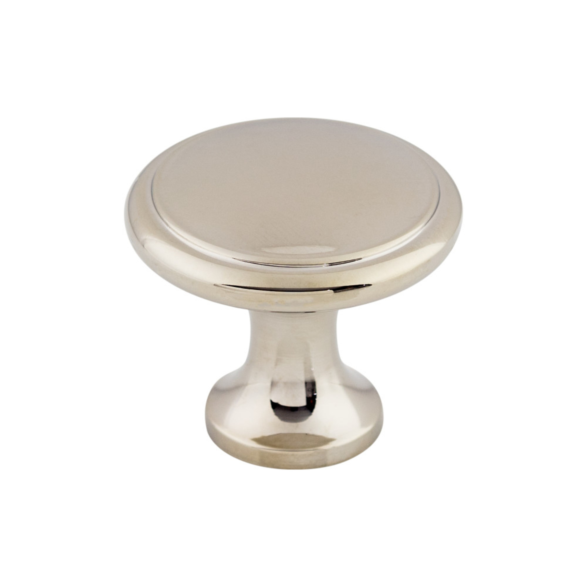Ringed 1 1/8" Diameter Round Knob - Polished Nickel