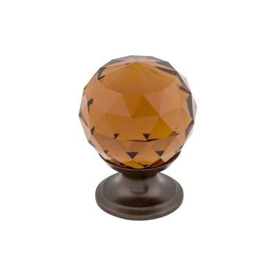 Wine Crystal 1 1/8" Diameter Round Knob - Oil Rubbed Bronze