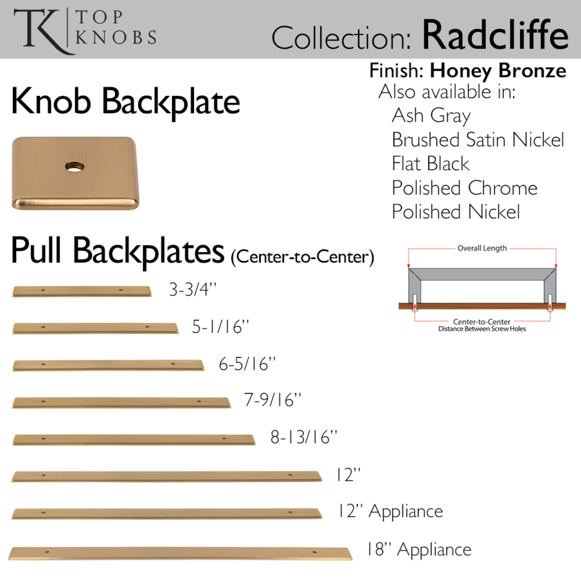 Radcliffe 5 1/16" Center to Center Pull Backplate - Image 3