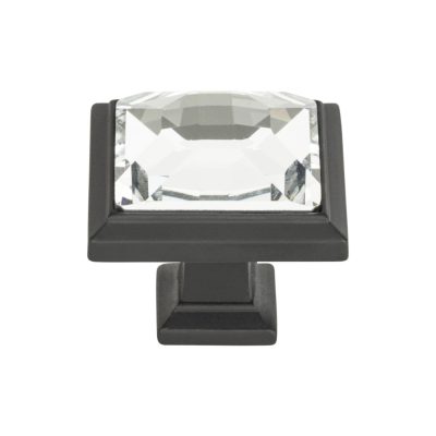 Legacy Crystal 1 5/16" Length Square Knob - Matte Black