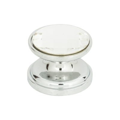 Crystal 7/8" Diameter Round Knob - Polished Chrome