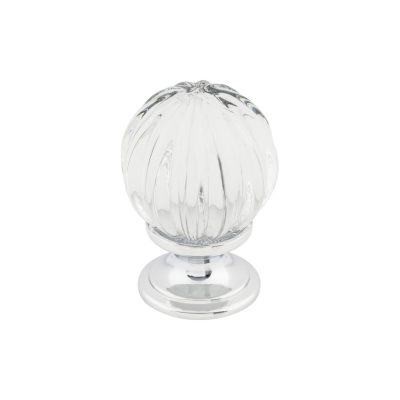 Clear Melon Crystal 1 1/8" Diameter Round Knob - Polished Chrome