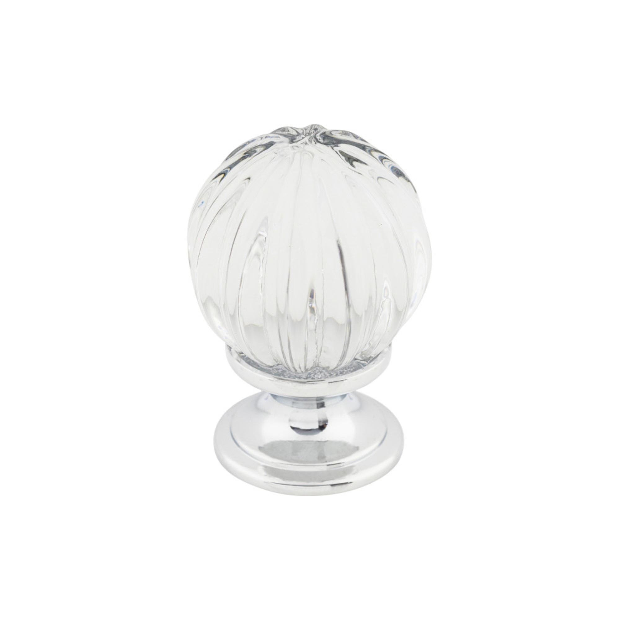 Clear Melon Crystal 1 1/8" Diameter Round Knob - Polished Chrome