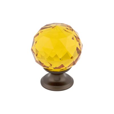 Amber Crystal 1 3/8" Diameter Round Knob - Oil Rubbed Bronze