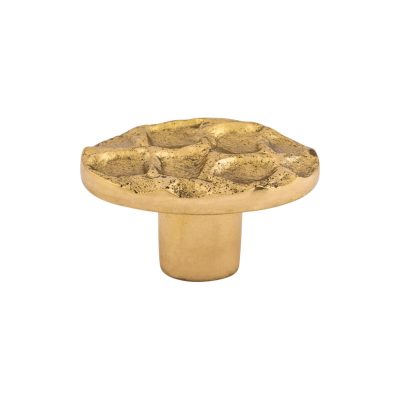 Cobblestone 2" Length Oval Knob - Polished Brass