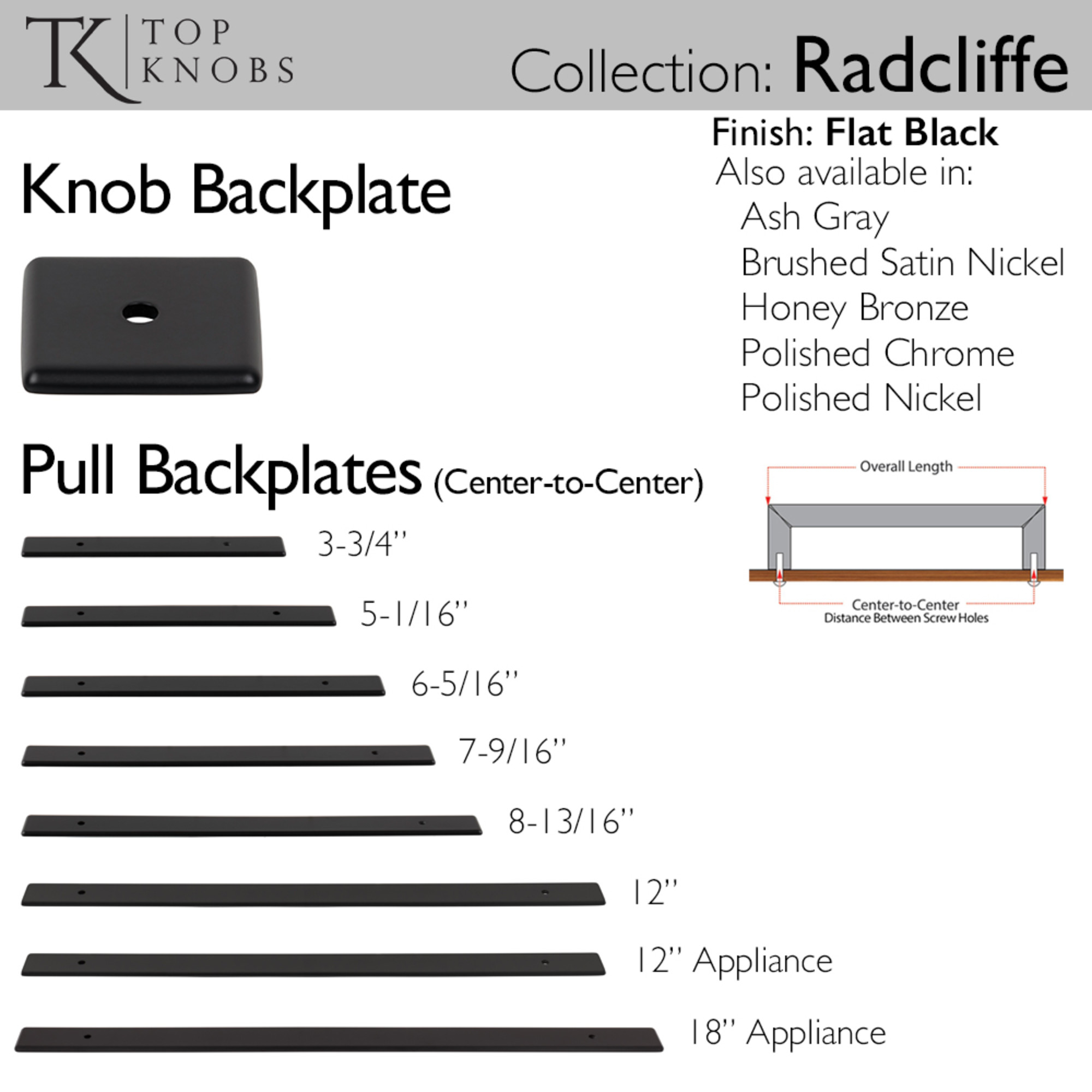 Radcliffe 7 9/16" Center to Center Pull Backplate - Image 3